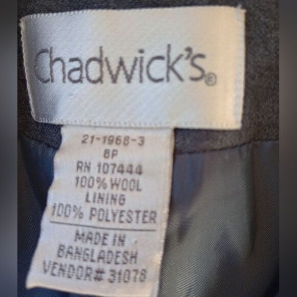 Chadwick's 100% Wool Grey 2 Button Blazer Lined Size 8 Petite - Picture 6 of 8